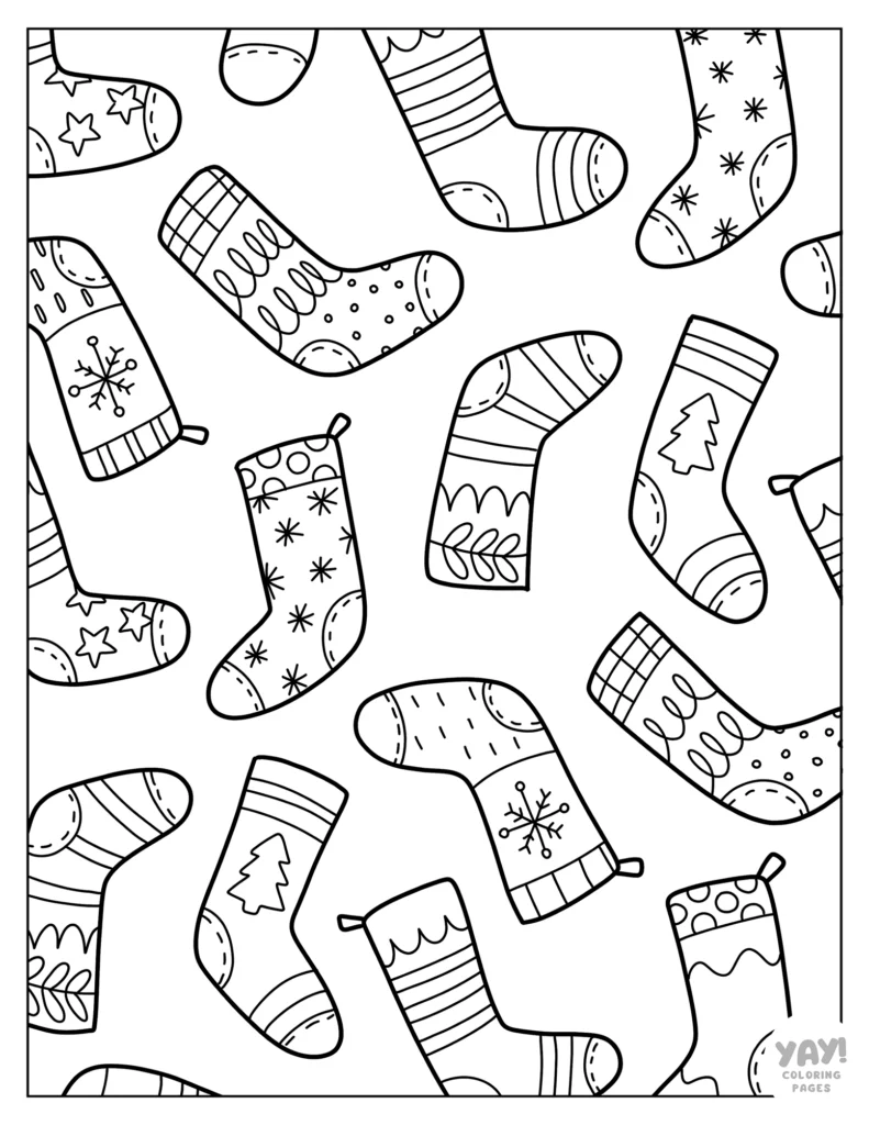 Christmas stocking pattern coloring page