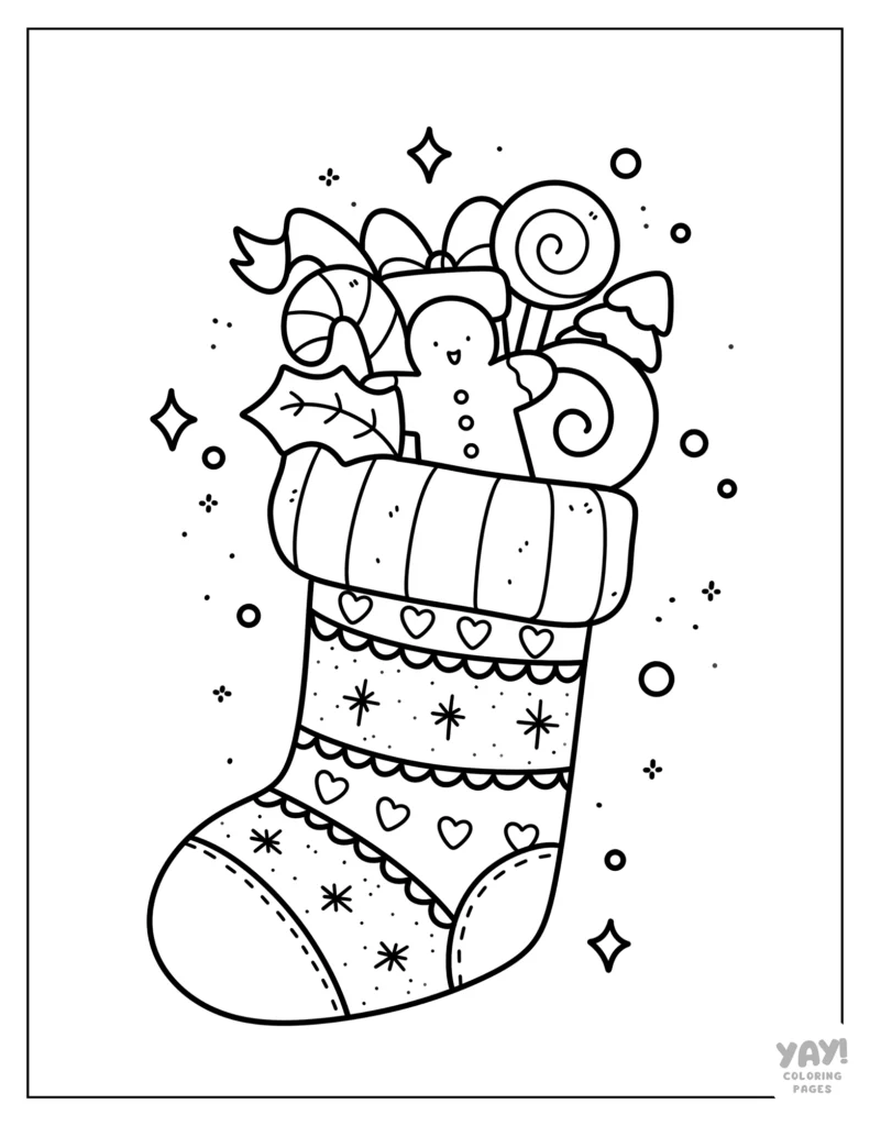 Fair isle Christmas stocking coloring page