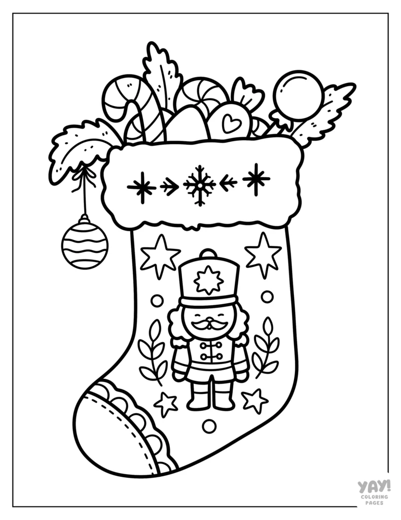 Nutcracker Christmas stocking coloring page